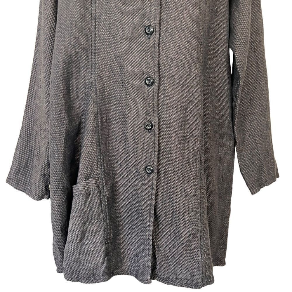 Flax by Jeanne Engelhart Linen Longline Striped Lagenlook Jacket - Picture 3 of 10